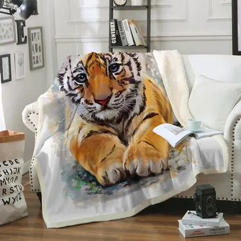 Állat tigris sorozat kasmír takaró, kanapé, takaró, nap légkondicionáló takaró