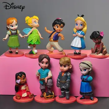9pcs/set Disney Hercegnő Fagyasztott Elsa Anna Kristoff Moana Tündér Figura Dekoráció Modell Babák Játékok Ajándék