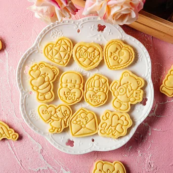 2022 Új Valentin Nap Süti a Penész Mini Szerelem Rajzfilm Medve Cookie Cutter Háztartási Sütemény, Cukor, Kézműves Formában Süti Sütés Eszköz
