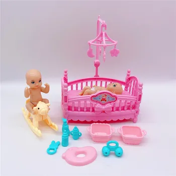 2020 legújabb divat Barbie kiegészítők kombinált csomagot = gyerekágy hintaló gyermekek oktatási műanyag ház játékok