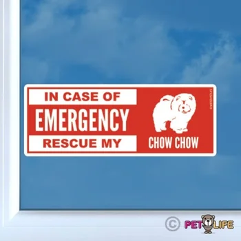 A Vészhelyzet esetén Mentő A Chow Matrica Meghalni Vágott Vinyl - kutya biztonsági Autó matricák