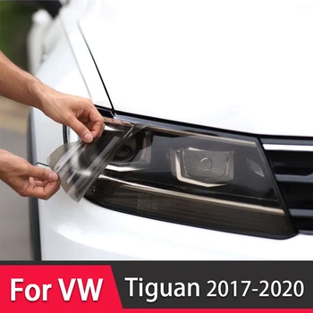 Autó Fényszóró Védő Fólia Fényszóró Átlátszó Fekete TPU Matricát Volkswagen VW Tiguan 2017 2018 2019 2020 Tartozékok