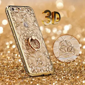 3D-s Gyémánt Gyűrű Birtokos Eset iPhone 13 Pro Esetben Csillogó Puha TPU Szilikon Borító iPhone 13 12 11 Pro Max 7 8 Plusz XR coque közelében