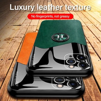 Luxus Bőr Mágneses Jogosultja Telefon tok iPhone 12 11 Pro Max SE XSmax XR XS X 8 7 6 Plus Fém Gyűrű Tartó Szilikon Borító