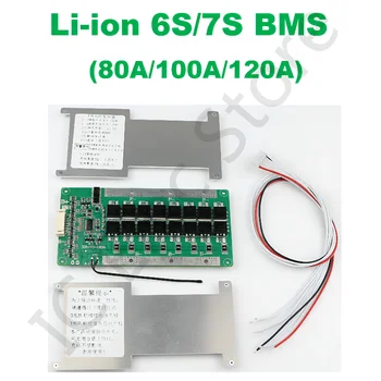 Li-ion BMS 6-OS 7-ES 24V 80A 100A 120A Lítium Elem Kiegyensúlyozott Felelős Testület Equalizer Hőmérséklet Védelem Közös Port tekerés közben fel is töltheted