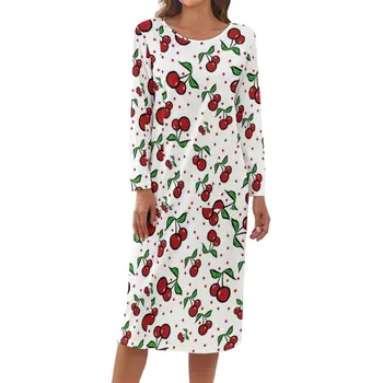 Cseresznye Pizsama Gyümölcs Hosszú Ujjú Plus Size Új Év Ruha Nagykereskedelmi Női Színes Hálóruházat