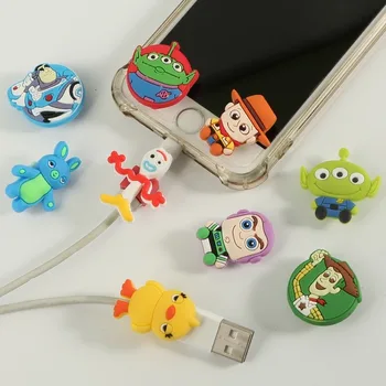 Toy Story figura anime Disney USB Töltő Kábel Winder védőtok Fülhallgató Kábelt Ujja Vezeték Fedezze Data Protector iphone