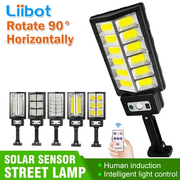 Liibot Erős 294 LED-es Napelemes Kültéri Lámpa IP65 Vízálló Utcai Mozgásérzékelő Kert Indukciós Fali Lámpa 800W Távirányító