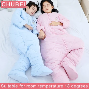 Baba alszik ágyban Télen Meleg, 100% pamut hálózsák aludni, táska, gyerek overál hálózsák