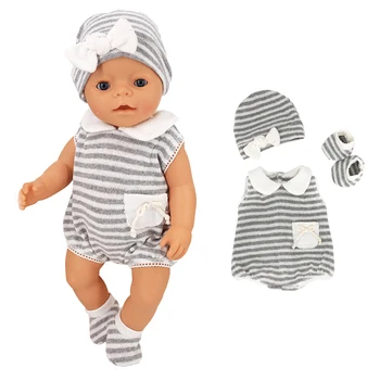Baba ruha 40 cm-es baba ruha szett gyapjú kezeslábas sapka zokni alkalmas, 17 hüvelykes újszülött babák ruhák