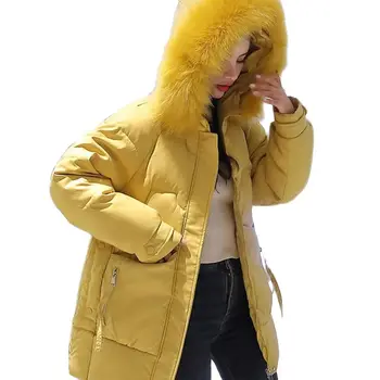 Új 2021 \Női Téli Kabát, Közepes Hosszúságú Nagy Prémes Gallér Le Pamut Zubbonyok Kabát Vastagabb Meleg Téli Kabát, Női Pamut Overcoa