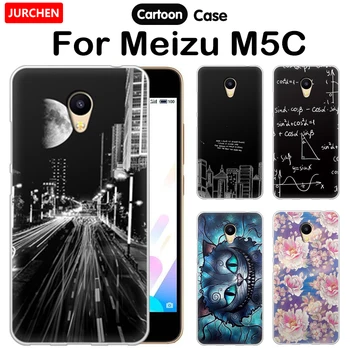 JURCHEN A Meizu M5C TPU Szilikon védőtok Meizu M5 C Meizu M 5C 3D-s Rajzfilm Virág Festmény Divat hátlap
