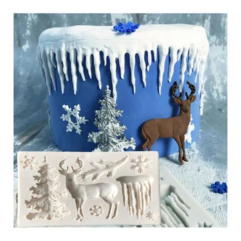 Karácsonyfa Elk Hópehely Jégcsap Formákat a Torta Csokoládé Öntőforma Sütni, Süteményt Eszköz DIY Sugarcraft Dekorációs Eszköz