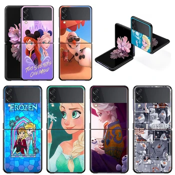 Ütésálló Kemény Divat Új Mobil Címlap Fagyasztott Elsa Anna Samsung Galaxy Z Flip 3 5G Fekete Fundas Telefon Esetében