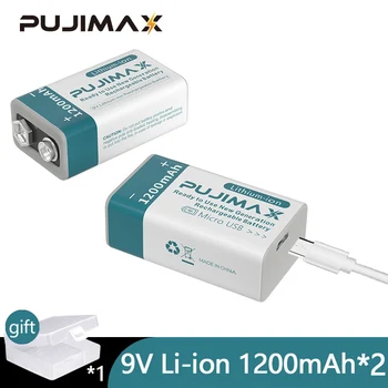 PUJIMAX 2db 1200mAh Micro USB-9 v-os Li-ion Újratölthető Akkumulátor RC Helikopter Modell Mikrofon Masszírozó Stb Akkumulátor élettartama Hosszú