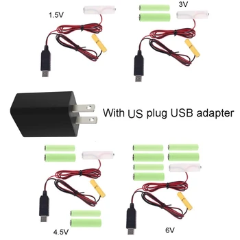 NEKÜNK Dugó Tápegység USB Adapter 2in1 AA+AAA Akkumulátor Eliminator Cserélni 1,5 V 3V 4.5 V 6V AA AAA Akkumulátor LED Játék