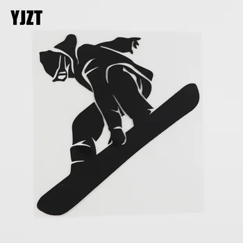 YJZT 12.3CMX13.6CM Sport Snowboardos Téli Ajándék Matrica Vinil Autó Matrica Fekete/Ezüst 8A-0359