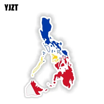 YJZT 8.4 CM*13.5 CM Fülöp-szigetek Térkép Zászló, Autó Matrica, Matrica Motoros Sisak Kiegészítők 6-1547