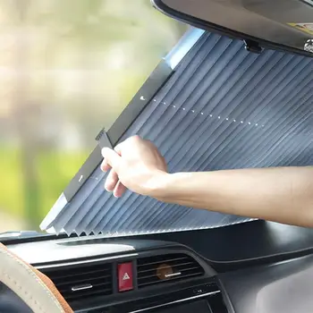 46cm Autó Szélvédő Függöny Behúzható Meghatározott Összecsukható Kocsi Napernyő, Fényvisszaverő Fólia Függöny Anti-UV Kocsi Nap Árnyékban