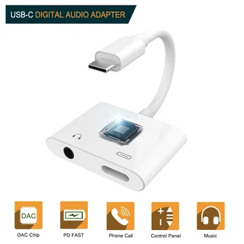 2 az 1-ben USB-C-3,5 mm-es Aux Sztereó Fülhallgató Digitális Audio Fast Charge C Típusú Adapter iPad Huawei P20 Google Pixel 2 2XL 3 3XL