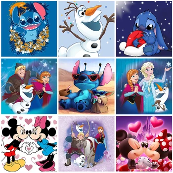 DIY Gyémánt Festmény Cross Stitch Disney Lilo Szem Nani Kerek Fúró Gyémánt Hímzés Mozaik Karácsonyi Minnie Mickey Ajándék