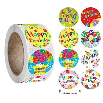 50-500pcs Boldog Szülinapot Stickers1inch Címke, matrica, Papír Tömítés Címkék Ajándék Kártya Üzleti Csomagolás Papíráru