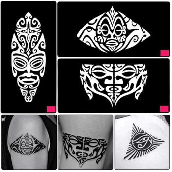 1db vízálló tetoválás sablon Három rétegű, Üreges Tetoválás Sablon, Kézzel festett Tintasugaras Rajz Nagy, Tetoválás Minta-Sablon