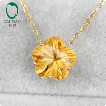 Caimao 8.99 ct HA Virág Alakú Citrin 18kt Sárga Arany Eljegyzési Nyaklánc Medál