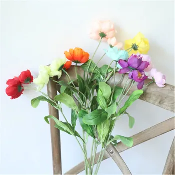 LINMAN 2 Fej Rozmaring Poppy művirágok DIY Hamis Virágok, Esküvői Dekoráció Office Home Asztal Dekoráció