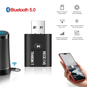 Mini Vezeték Nélküli Bluetooth-Kompatibilis Vevő Adapter 5.0 Audio Adó Sztereó Dongle Aux Usb, 3,5 Mm-Es Laptop Pc Tv
