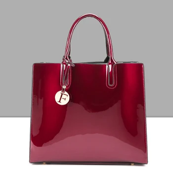Fényes, Szilárd lakkbőr Női Divat Táskák Női Egyszerű Luxus Táskák Alkalmi Váll Messenger Bags Sac Egy Fő táska