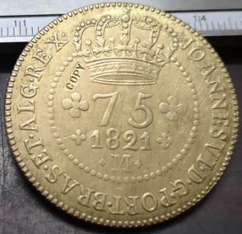 1821-ben Brazília 75 Reis - Joao VI. Minas Gerais Réz Másolás 35 mm-es Érme