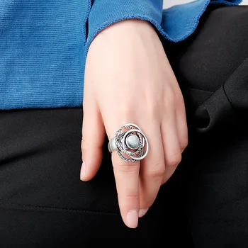 Nagy Méretű Gyűrűk Ujját A Nők Ősi Ezüst Színű bague femme Gyűrű Ajándék 2020 Bohém Ékszerek Női anillos mujer Dropshipping