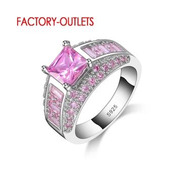 Elegáns Menyasszonyi Divat Ékszer Rózsaszín Női Gyűrű 925 Fél Eljegyzési Gyűrűk A Nők