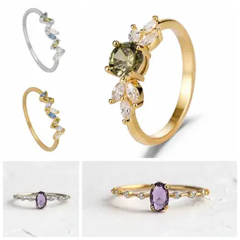 Divat Micro Egyengetni Kristály Gyűrű a Nők Minimalista Ígérem, Szeretni Gyűrű Eljegyzési Gyűrűt Trend Női Jewerly