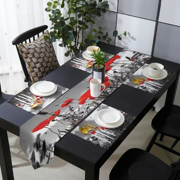Piros Pipacs Virág asztali Futó Placemats Meghatározott Haza, Konyha, Étkező Asztal Esküvő Ünnepi Vacsora Dekoráció