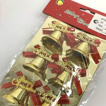 6db Új Karácsonyi Kiegészítők Bell díszdobozban Dekoráció DIY Arany 5cm Medál Karácsonyi Díszek a Fán