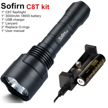 Sofirn C8T Kit Taktikai LED Lámpa 18650 Erős Cree XPL SZIA nagyteljesítményű 1310lm EDC Zseblámpa elemlámpa Lámpa 18650 Akku