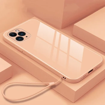 Anti Esik Telefon tok iPhone X XS XR 7 8 SE 2020-ra 13 12 11 Pro Max Ultra - vékony Folyékony Üveg egyszínű Védelem hátlap