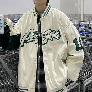A nők Embroid Levelet Baseball Dzseki Unisex Női Barátja Stílus Bomber Kabát Tavaszi, Őszi Egyetemi Pár Streetwear Kabát
