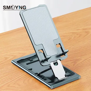 SMOYNG Alumínium Asztali Tablet Telefon tartó Állvány Összecsukható, Hordozható Támogató Mobil állvány iPad Pro 12.9 iPhone Xiaomi