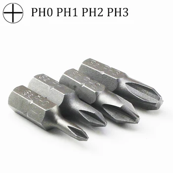 10db Phillips Bit Készlet S2 1/4 Hüvelyk 6.35 mm Hex Szár Elektromos Csavarhúzó, 25mm PH0 PH1 PH2 PH3 Bit Szerszámok