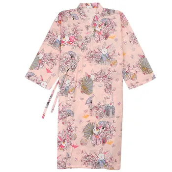 Japán Hagyományos Fürdőköpeny Kimonó Hálóruházat Női Pamut Géz Yukata Hosszú Hálóing Köntös Kínai Hanfu Pizsama