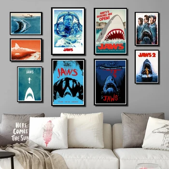 Tökéletes JL, Poszterek, Nyomatok, JAWS Film Horror Cápa Poszter Wall Art Kép lakberendezés fali matricák
