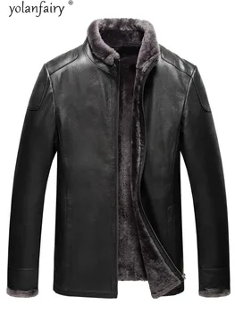 100% valódi Kecskebőr bőr kabát férfi igazi téli bundát ember meleg gyapjú bélés, minőségi mens kabátok hommes veste AG539 KJ