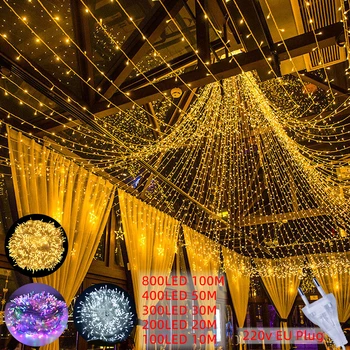 String Lámpák Kültéri/Beltéri 10-100M LED Karácsonyi Koszorú Vízálló Tündér Fény A Ramadán Haza Buli, Esküvő, Kerti Dekoráció