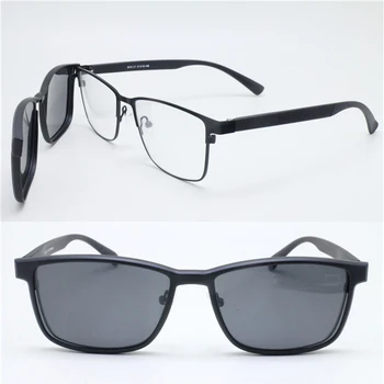 TR kombinált fém négyzet alakú optikai szemüveg keret mágneses csipesz cserélhető polarizált napszemüveg lencse férfi 9916