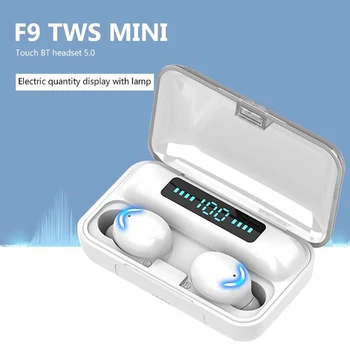 TWS Fülhallgató F9 Színes MINI Vezeték nélküli Fejhallgató 2000mAh Töltés Esetben Sport kihangosító Headset Bluetooth-Kapcsolatot, Fülhallgató Mikrofon