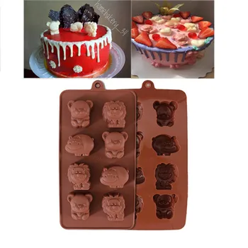 Állatok Szilikon Torta Csokoládé Öntőforma Szappan Lekváros Torta Formához Eszközök DIY Bakeware Konyhában Sütni, Süteményt Eszközök, Oroszlán, Medve, Víziló