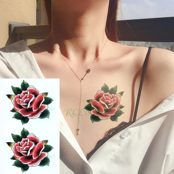 Vízálló Ideiglenes Tetoválás Matrica rózsa virág Tatto Flash Tetoválás Hamis Tetoválás Tatouage Csukló, láb, kéz A Lány Nők femme